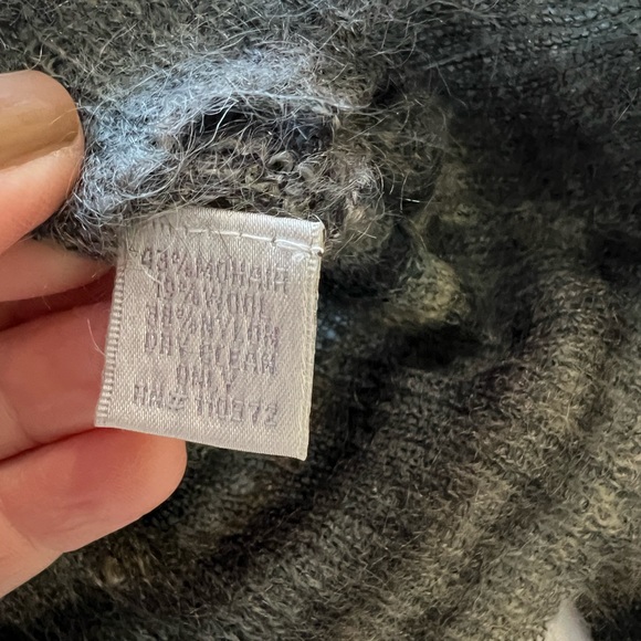 A.L.C. Slightly sheer and cropped gray striped mohair blend sweater. - Picture 6 of 9